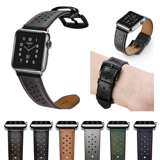 一部即納あり Apple Watch belt バンド アップルウォッチ ベルト 本革 パンチングがオシャレなレザー 38mm/40mm/42mm/44mm 対応 交換用｜skrtrading