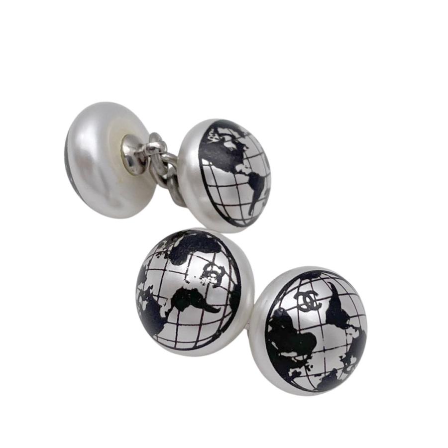 CHANEL シャネル カフスボタン カフリンクス フェイクパール 世界地図  