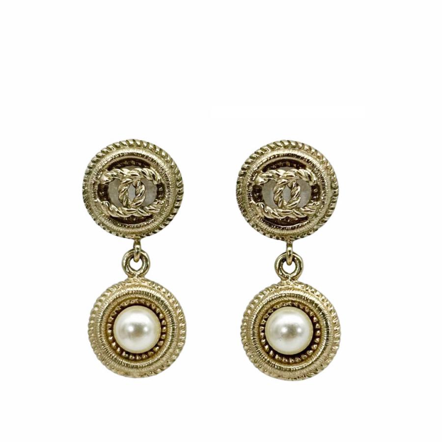 正規品☆シャネルピアス ココマーク スイングパールCHANEL ゴールド フープ CHANEL シャネル スイングピアス サークルココマーク フェイク