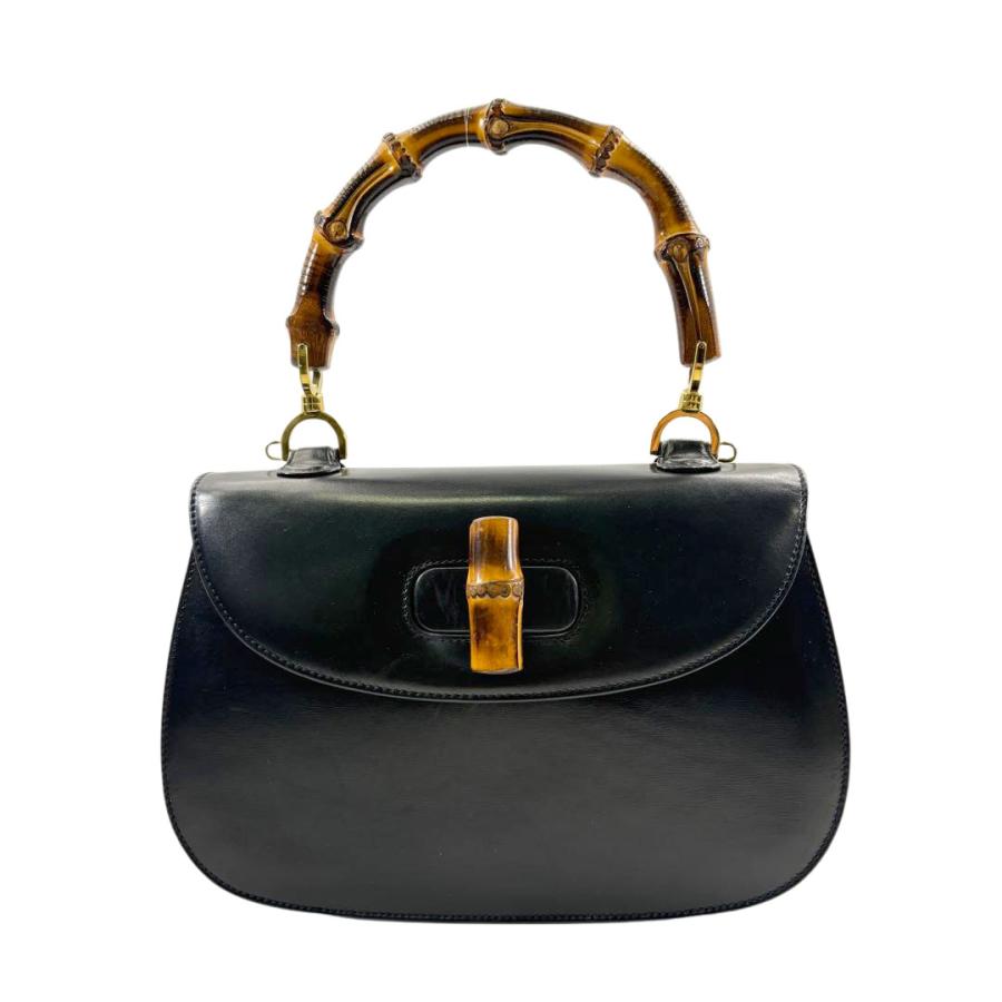 GUCCI（グッチ） バンブー ハンドバッグ カーフレザー ネイビー 000