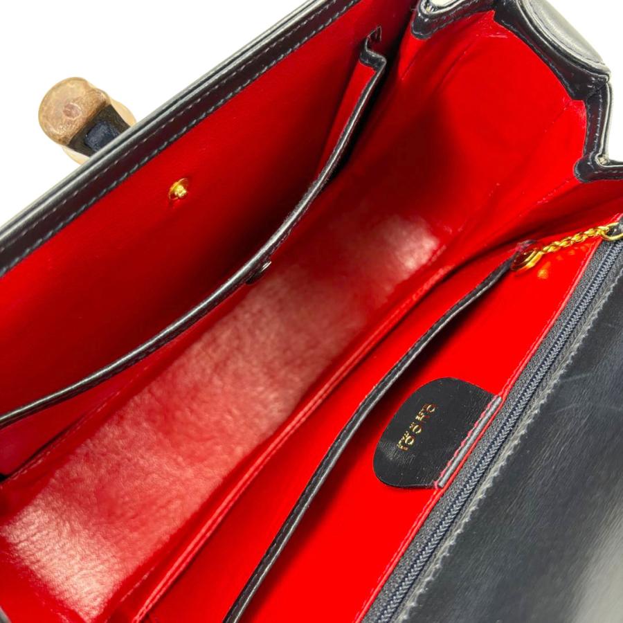 GUCCI（グッチ） バンブー ハンドバッグ カーフレザー ネイビー 000