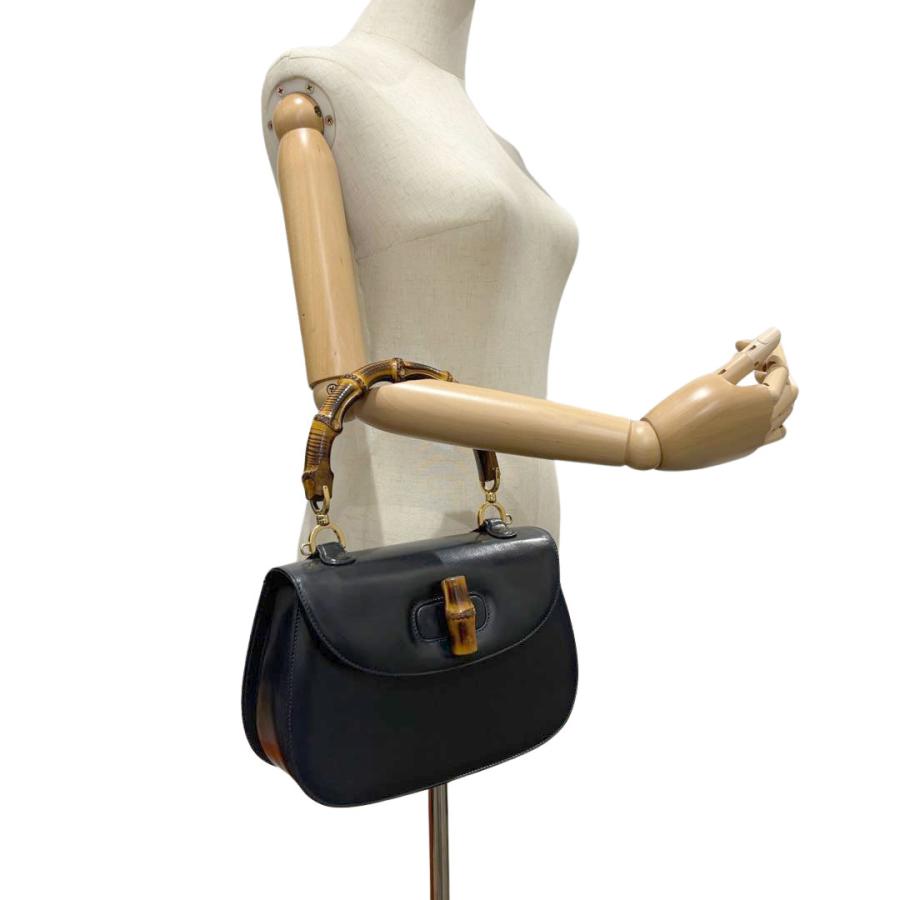 GUCCI（グッチ） バンブー ハンドバッグ カーフレザー ネイビー 000
