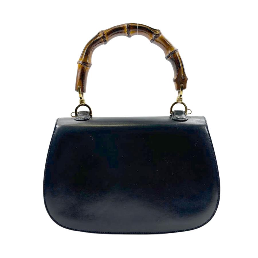 GUCCI（グッチ） バンブー ハンドバッグ カーフレザー ネイビー 000
