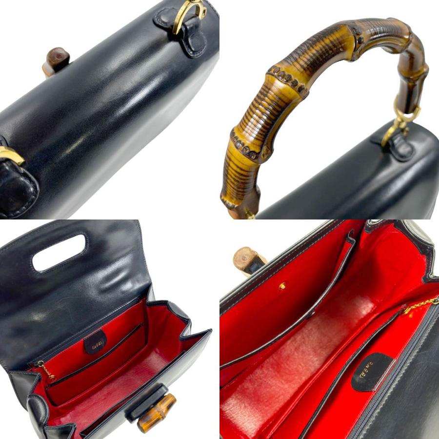 GUCCI（グッチ） バンブー ハンドバッグ カーフレザー ネイビー 000