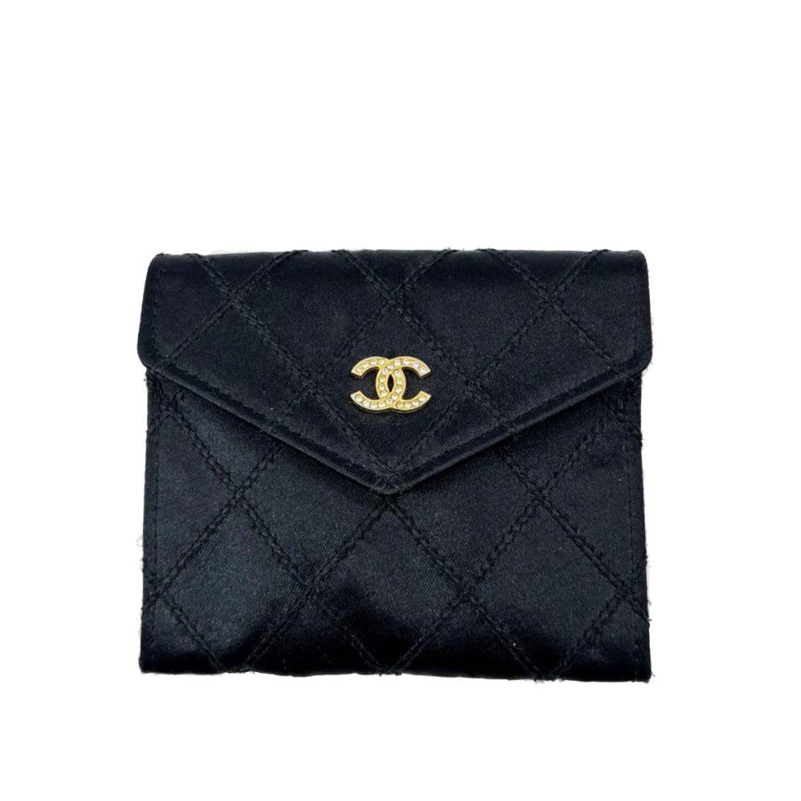 超レア【極美品】CHANEL ビコローレ　サテンコインケース　小銭入れ　黒 CHANEL シャネル ビコローレ コインケース 小銭入れ サテン