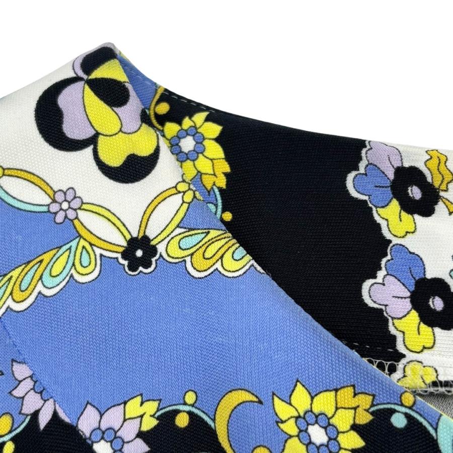 美品 EMILIO PUCCI 長袖ワンピース バックオープン 38 ストレッチ Emilio Pucci エミリオプッチ ワンピース ストレッチ トップス 総柄