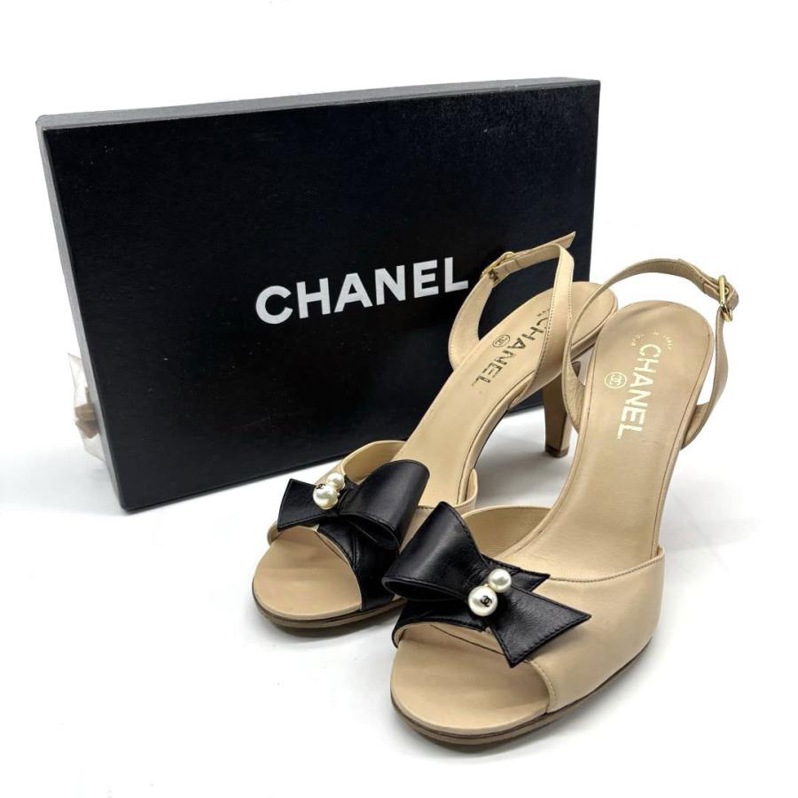 CHANEL シャネル リボンサンダル バックストラップ フェイク