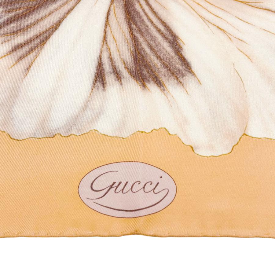 GUCCI（グッチ） スカーフ フラワー(パンジー)柄 シルク サーモン