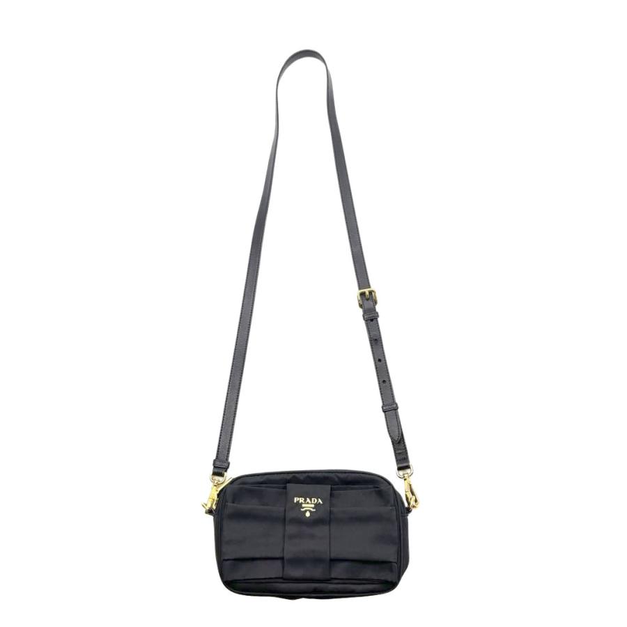 PRADA プラダ リボン ミニショルダーバッグ ナイロン ブラック