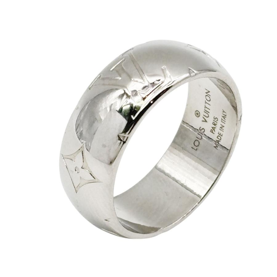 美品 ルイヴィトン モノグラム リング 指輪 メタル シルバー　M62485 LOUIS VUITTON ルイヴィトン リングネックレス モノグラム シルバー