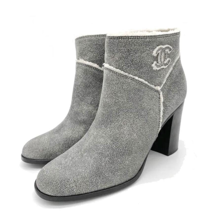 CHANEL 未使用品 シャネル ショートブーツ ココマーク ムートン 