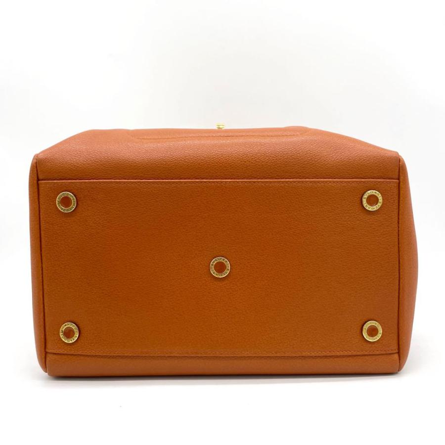 BVLGARI ブルガリ ミニボストンバッグ レザー ブラウン ハンドバッグ