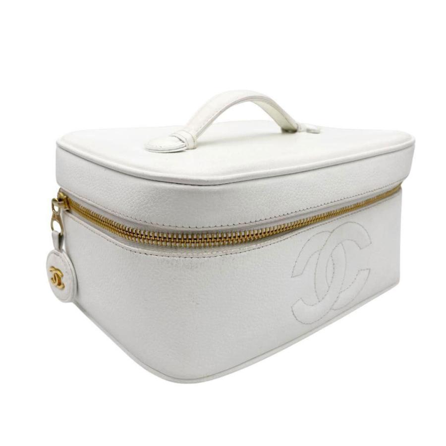 CHANEL シャネル バニティバッグ キャビアスキン ホワイト 5番台 訳 