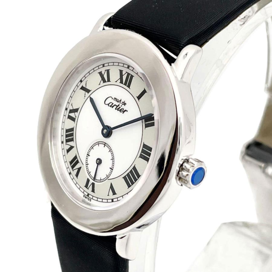 Cartier カルティエ ボーイズ腕時計 マスト2 ロンド QZ スモールセコンド SV925 レザー シルバー ブラック W1006718｜skrtskrtskrt｜03