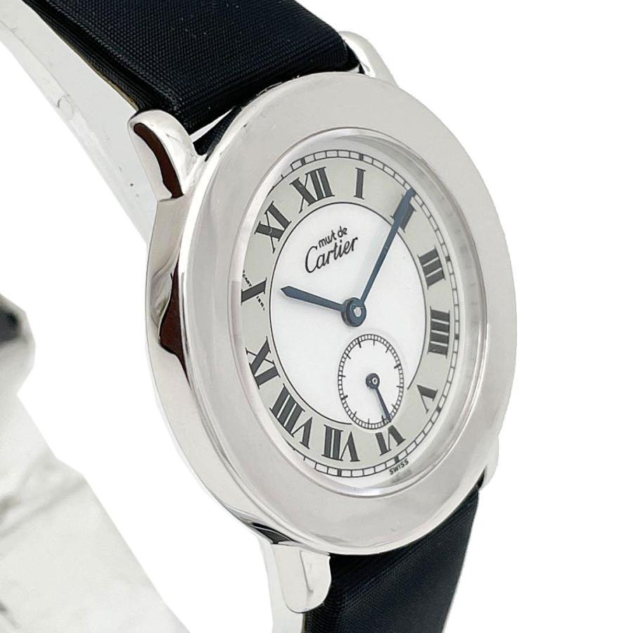 Cartier カルティエ ボーイズ腕時計 マスト2 ロンド QZ スモールセコンド SV925 レザー シルバー ブラック W1006718｜skrtskrtskrt｜04