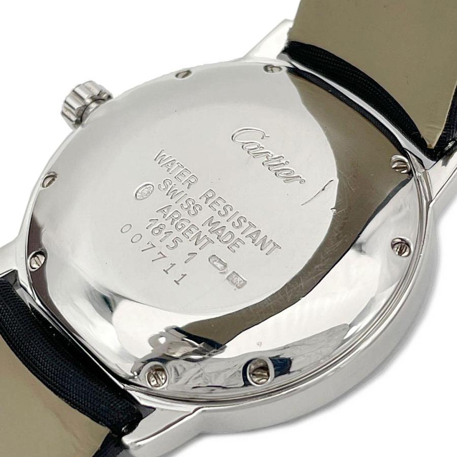 Cartier カルティエ ボーイズ腕時計 マスト2 ロンド QZ スモールセコンド SV925 レザー シルバー ブラック W1006718｜skrtskrtskrt｜06