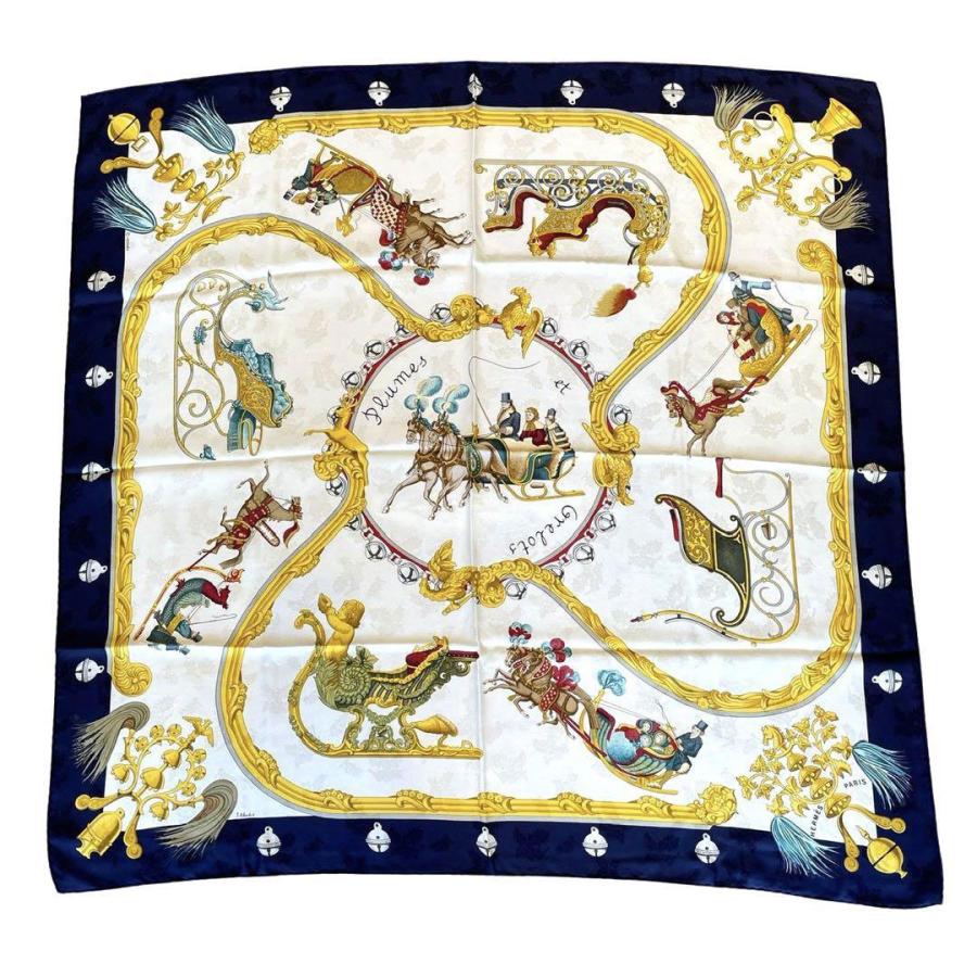 HERMES エルメス スカーフ カレ90 『Plumes et Grelots(羽根飾りと鈴 