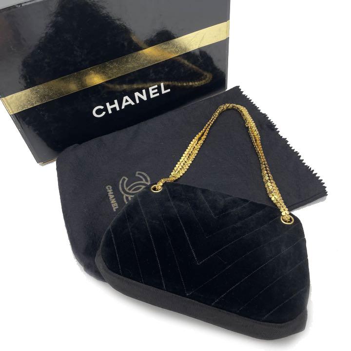 CHANEL シャネル Vステッチ がま口チェーンバッグ パーティーバッグ 