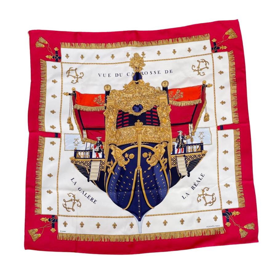 HERMES エルメス カレ90 スカーフ VUE DU CARROSSE DE LA GALERE 勇  