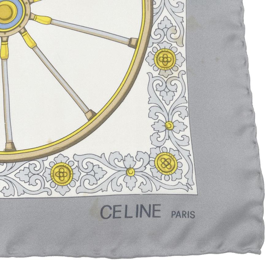 CELINE セリーヌ スカーフ カレ90 馬車柄 シルク グレー 