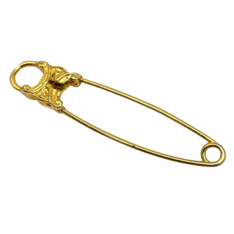 CELINE　セリーヌ　ヴィンテージ　ブローチ　安全ピン　マカダム柄　ゴールド CELINE セリーヌ ピンブローチ 安全ピン マカダム ゴールド