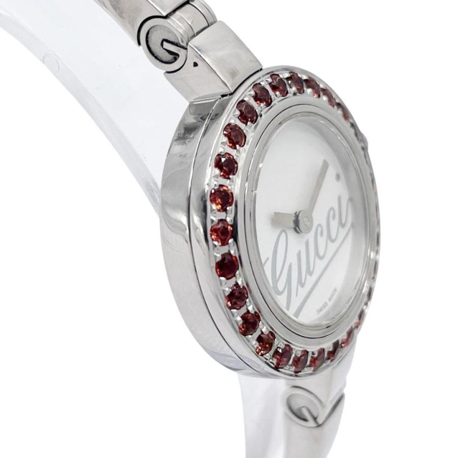 超可爱 GUCCI105ガーネットベゼル腕時計バングルウォッチヴィンテージ 