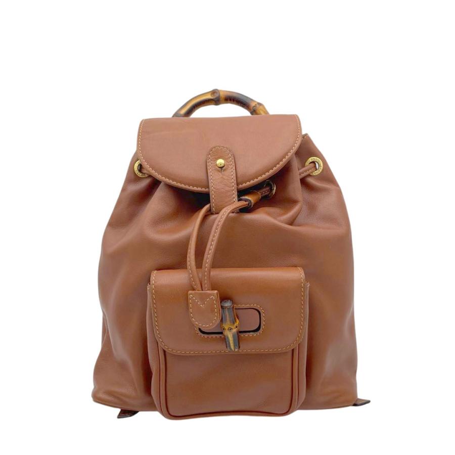 グッチ バンブー レザー リュック バックパック ブラウン