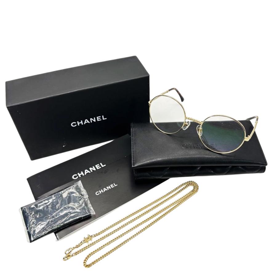 CHANEL（シャネル） ラウンドメガネ メタル チェーン付き 53□21