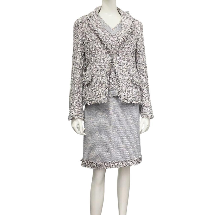 CHANELショート竹ツィードジャケット38 セット