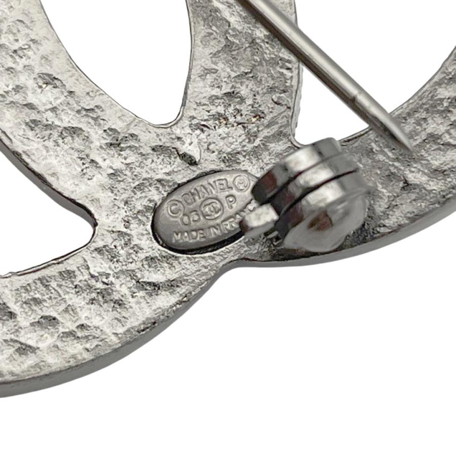 CHANELココマーク ピンブローチ ピンバッチ ブルーラインストーン シルバー CHANELココマーク ピンブローチ ピンバッチ ブルーライン