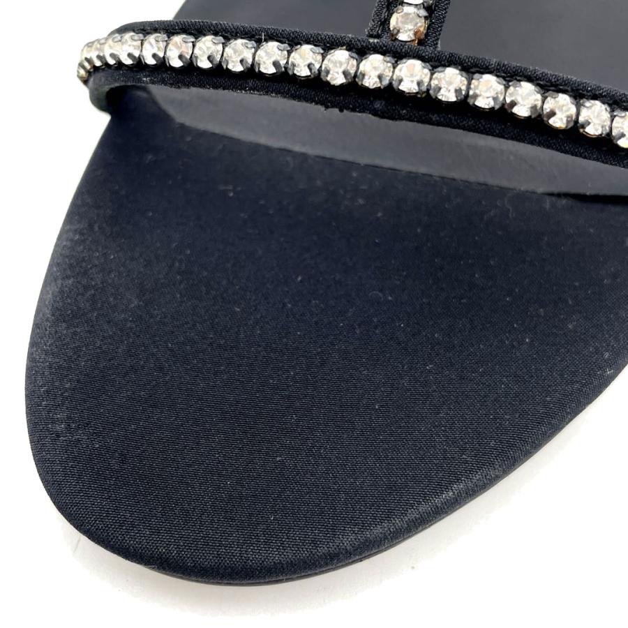 CHANEL ブラック ストラップサンダル CHANEL シャネル ストラップ サンダル ミュール ラインストーン