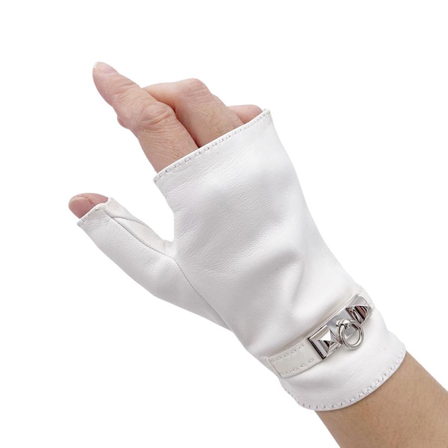 HERMES エルメス フィンガーレスグローブ 手袋 ラムレザー