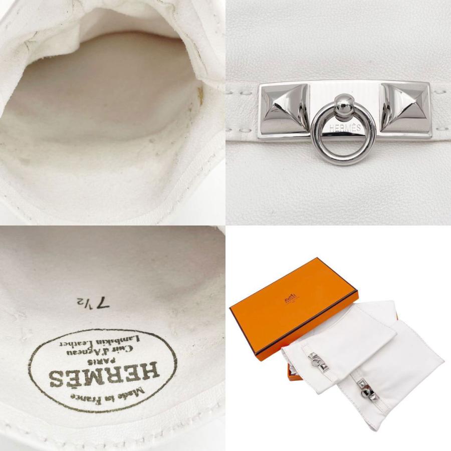 HERMES エルメス フィンガーレスグローブ 手袋 ラムレザー メドール 7  