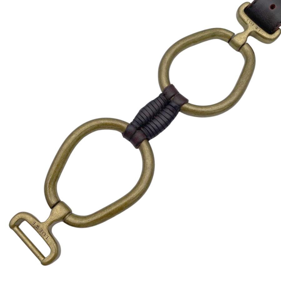 LOEWE ロエベ レザーベルト 80/32 ダークブラウン ゴールド金具