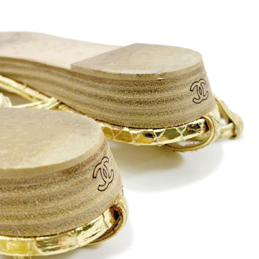 CHANEL シャネル ストラップサンダル パイソン ゴールド 36 1/2C(約  