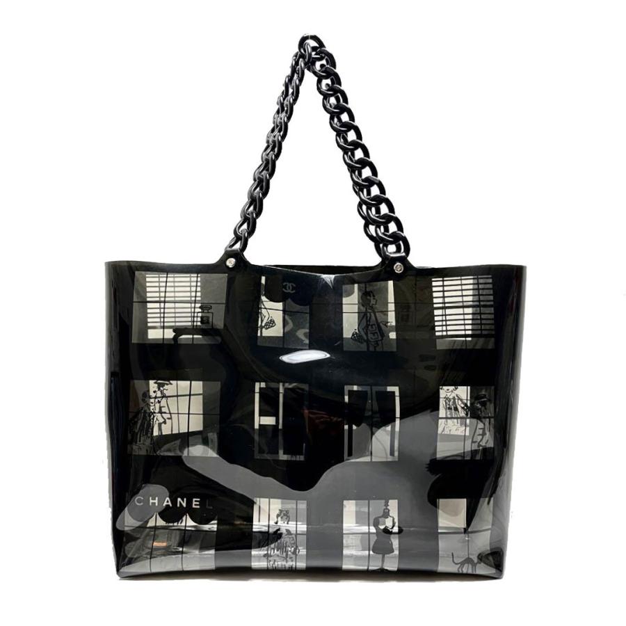CHANEL シャネル ウィンドウズライン チェーントートバッグ ビニール  