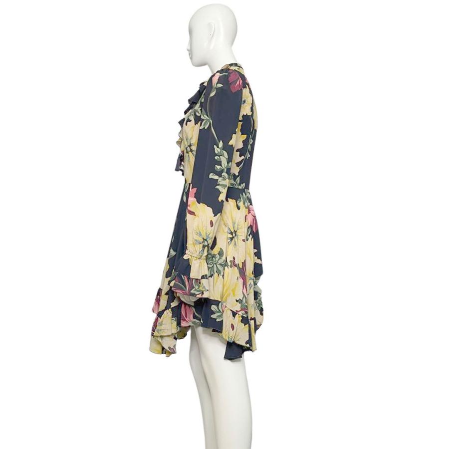 ETRO エトロ フリル付きワンピース トロピカルフラワー シルク 40 