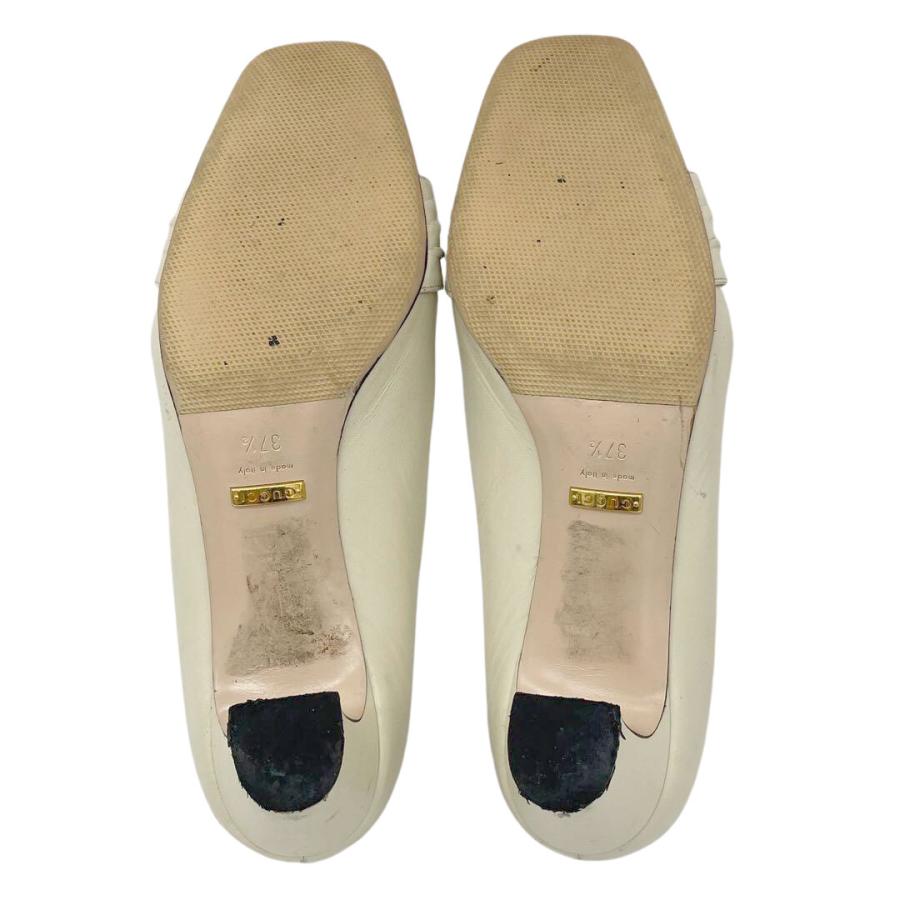 GUCCI グッチ パンプス レザー ハーフムーンGG アイボリー系 ゴールド 