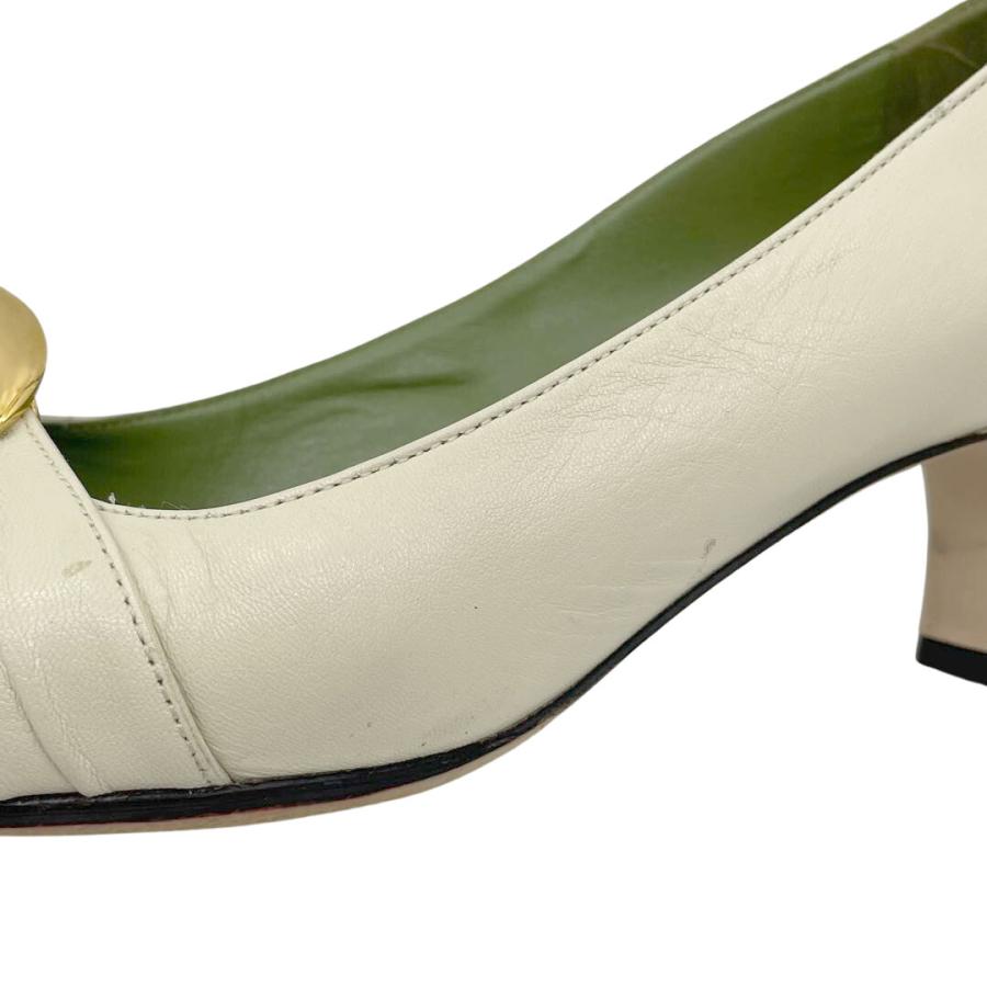 GUCCI（グッチ） パンプス レザー ハーフムーンGG アイボリー系