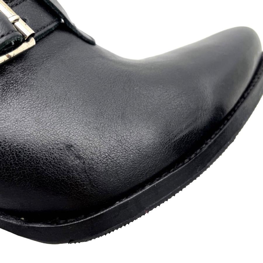 未使用 セリーヌ レザー センタージップ ベルト ショートブーツ ブラック CELINE セリーヌ ショートブーツ センタージップ ベルト付き