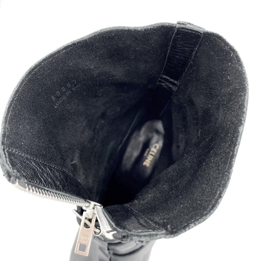 CELINE セリーヌ ショートブーツ センタージップ ベルト付き レザー 37