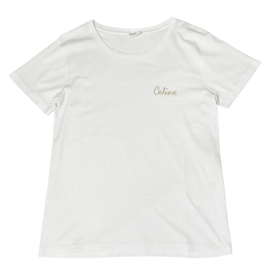 CELINE セリーヌ エンブロイダリー Tシャツ コットン L オフホワイト