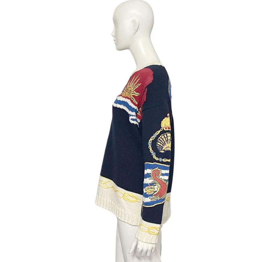 ETRO エトロ　セーター　ウール ETRO エトロ ニットセーター フラッグ刺繍 ウール/コットン 42