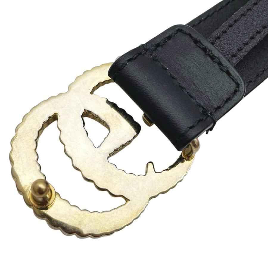 GUCCI グッチ レザー ベルト トーション ダブルG バックル ブラック 