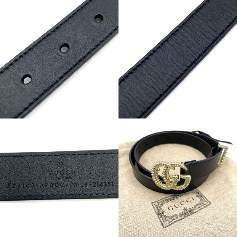 グッチ　トーション　バックル　ベルト　GG金具　レザー　ブラック　レディース GUCCI グッチ レザー ベルト トーション ダブルG バックル ブラック