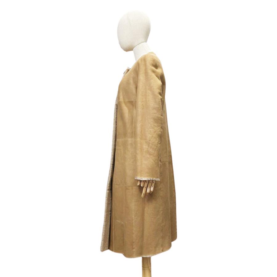 Akris AKRIS アクリス 羊革 カーリーシアリングコート