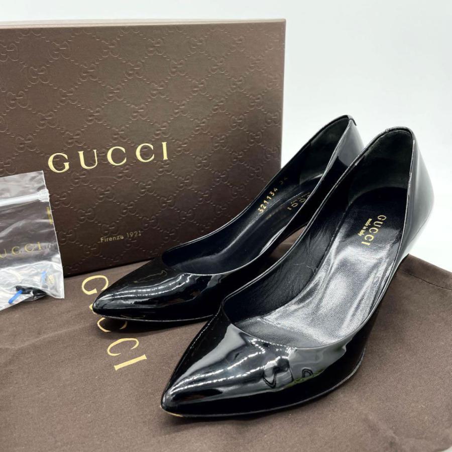 エナメルGUCCIヒールパンプス