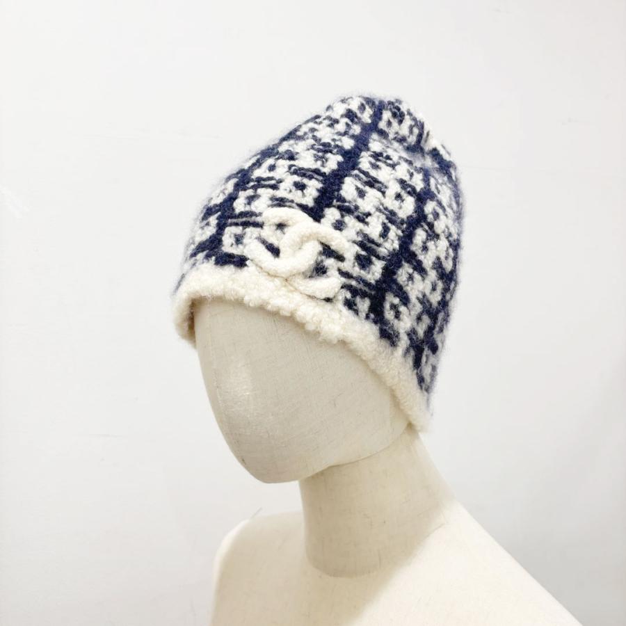 CHANEL CAHNEL シャネル ココマーク ニット帽 カシミヤ/シルク