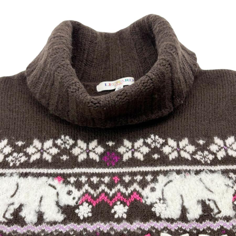 美品✨レオナールスポーツ　ウール　ハイネック　ニットセーター コスメ柄　M LEONARD SPORT レオナールスポーツ ハイネック ニットセーター ウール