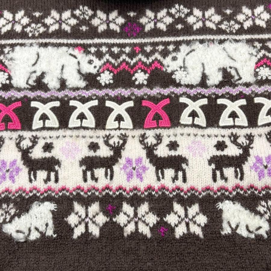 美品✨レオナールスポーツ　ウール　ハイネック　ニットセーター コスメ柄　M LEONARD SPORT レオナールスポーツ ハイネック ニットセーター ウール